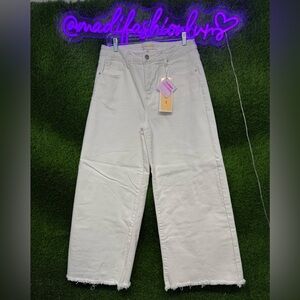 Stylish White Risen Wide-Leg Pants